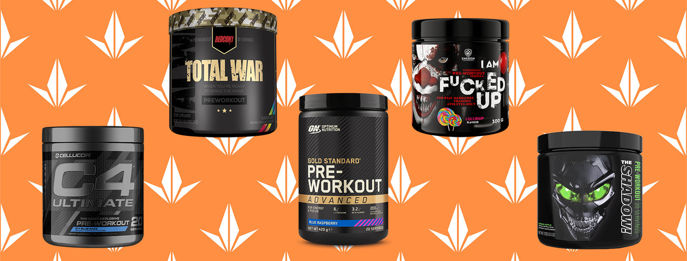 Beste pwo - preworkout av c4 ultimate, total war, gold standard pre-workout, fucked up & the shadow